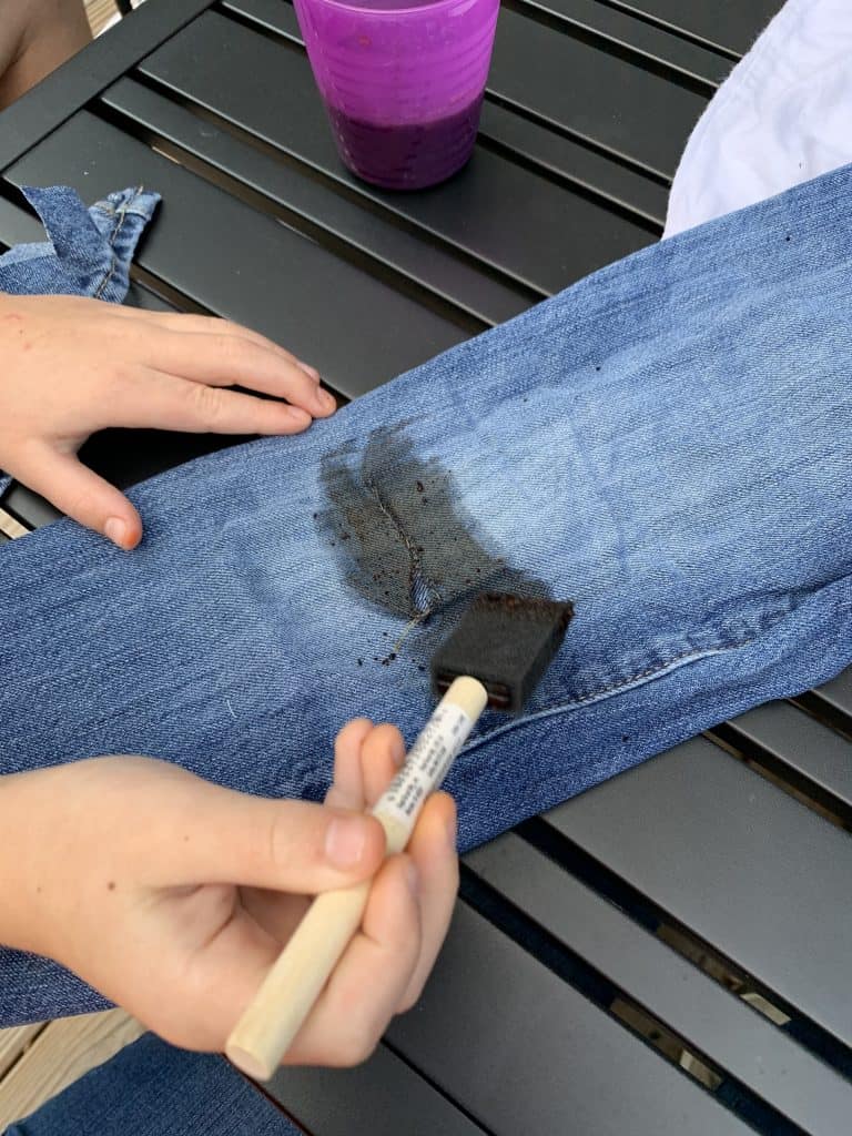 painting stain on zombie costume pants
