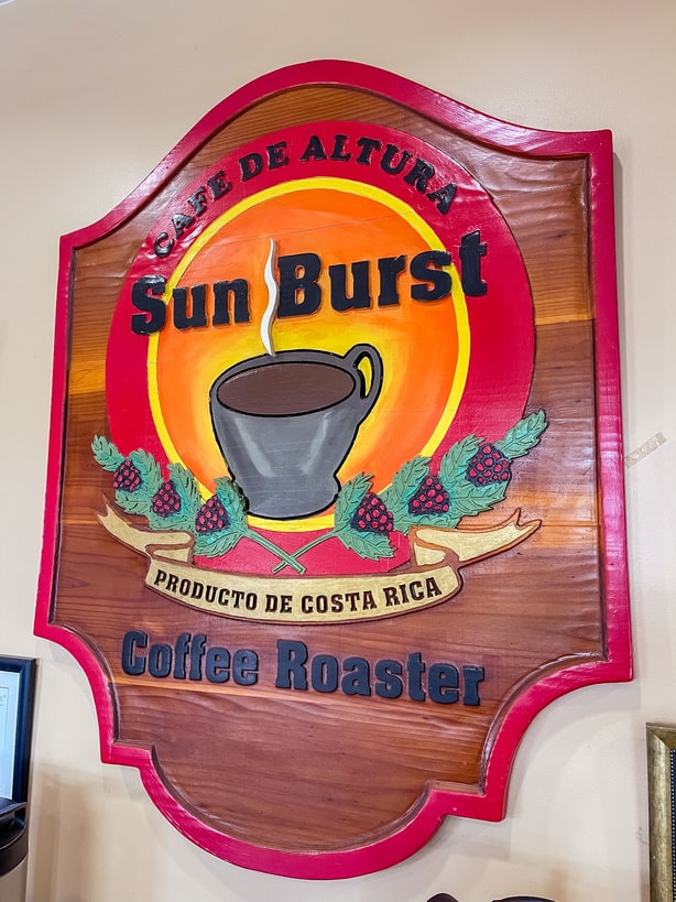 Sun Burst Coffee Roasters Sign in Guanacaste, Costa Rica near this Costa Rica Hyatt hotel